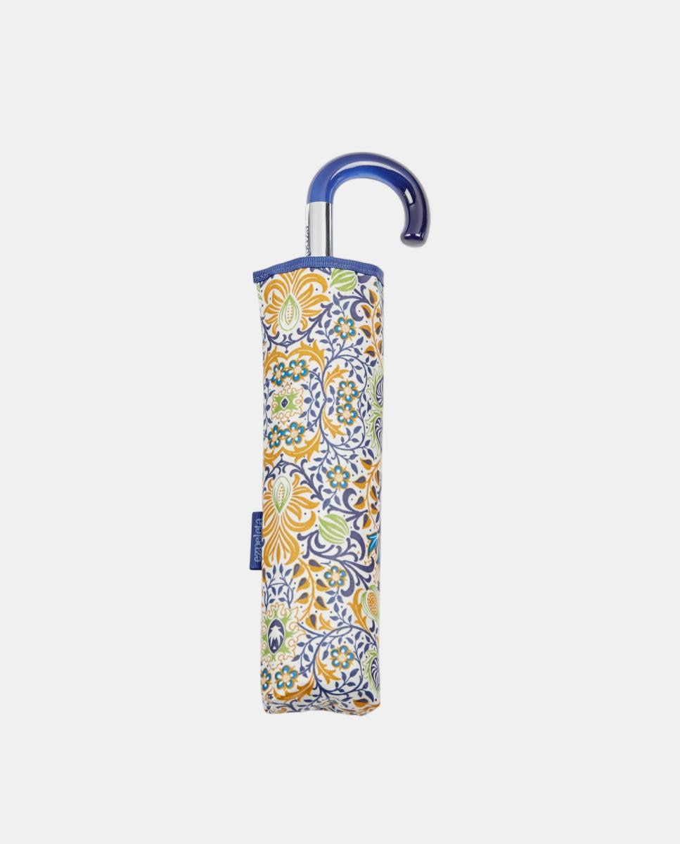 Guarda-Chuva Dobrável com Punho Curvo. Estampado Floral Morris Amarelo-2