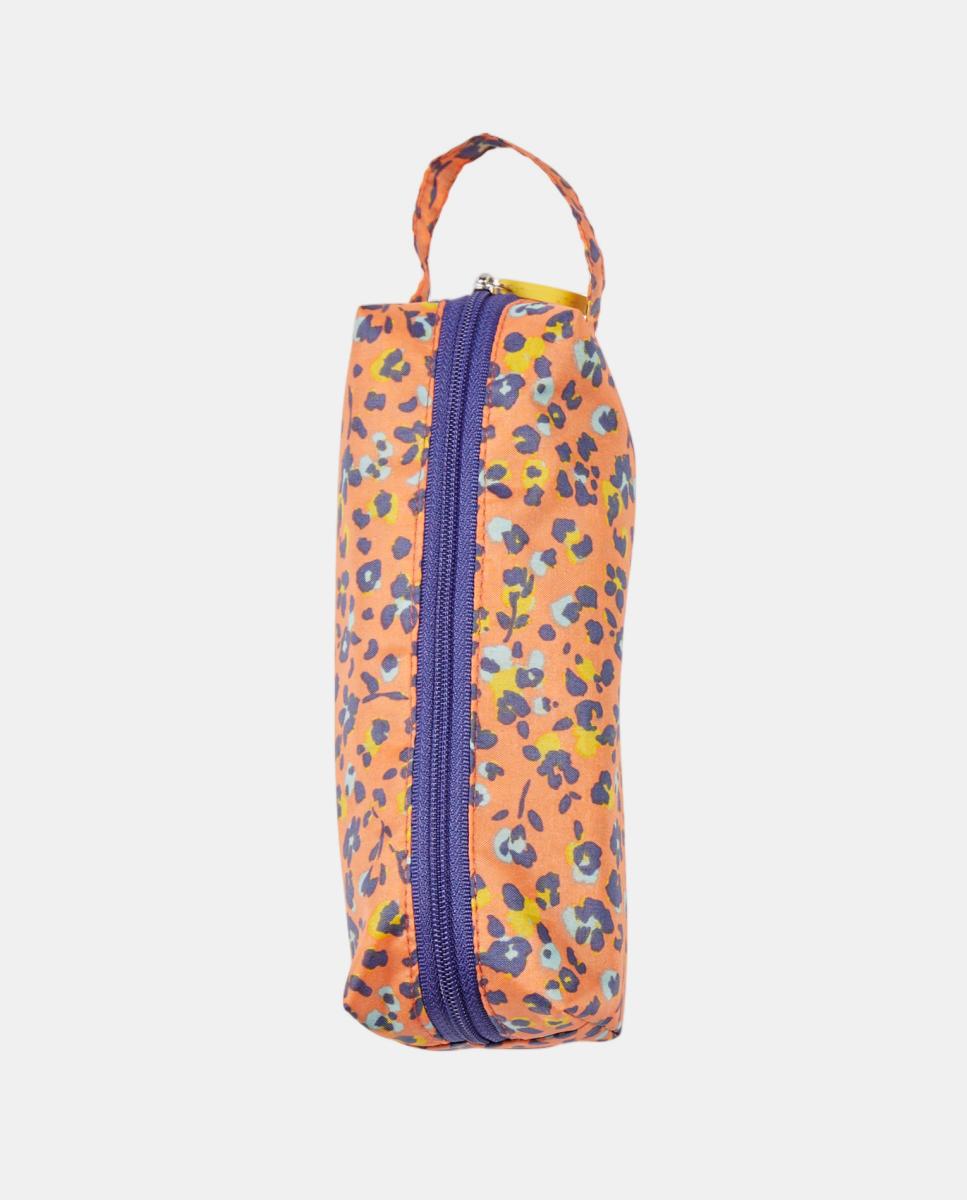 Guarda-Chuva Dobrável com Estampado Floral. Com Estojo Laranja-2