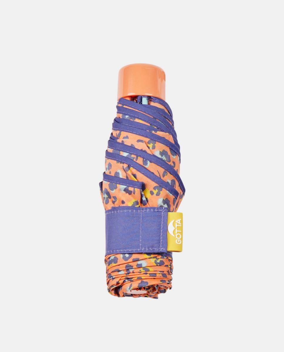 Guarda-Chuva Dobrável com Estampado Floral. Com Estojo Laranja-3