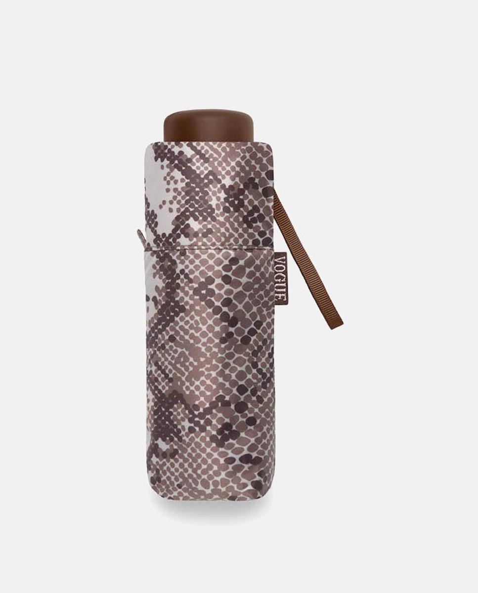 Guarda-Chuva Mini Manual com Estampado Snake Castanho-2