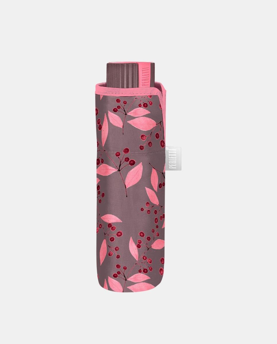 Guarda-Chuva Dobrável Mini 51/6 Manual com Impressão de Folhas Pequenas Rosa-2
