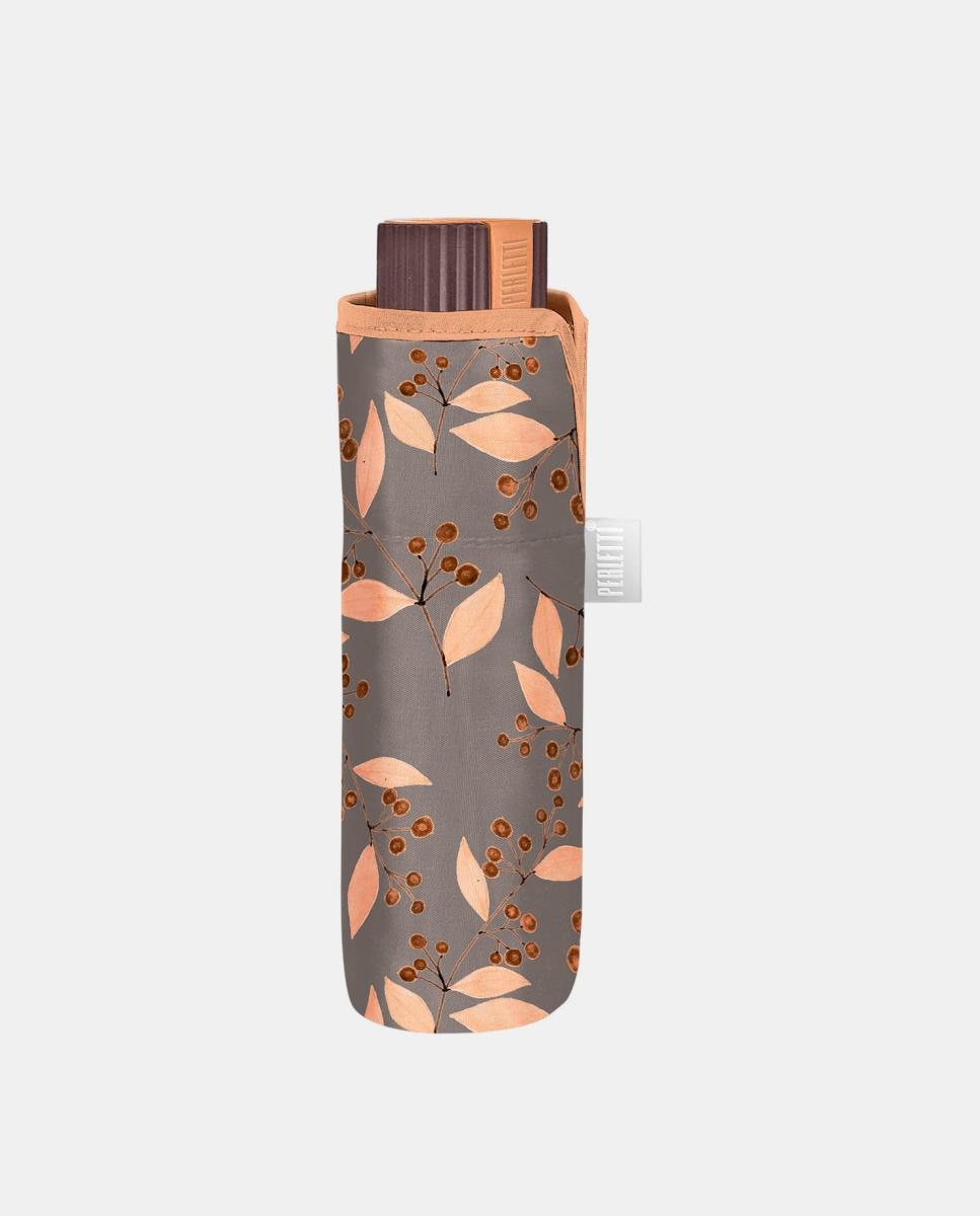 Guarda-Chuva Dobrável Mini 51/6 Manual com Impressão de Folhas Pequenas Rosa-2