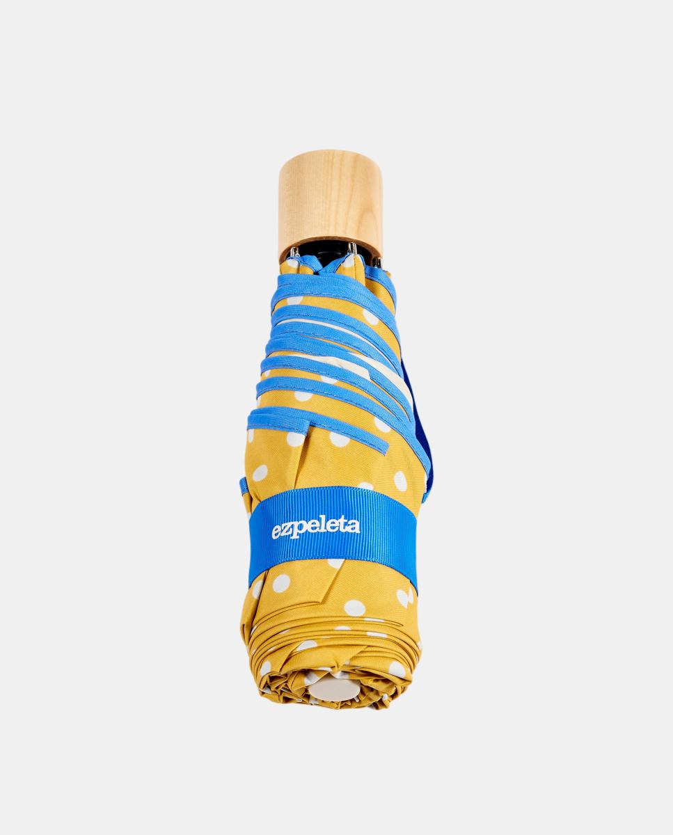 Guarda-Chuva Dobrável UPF50+ com Estampado às Bolinhas Amarelo-2