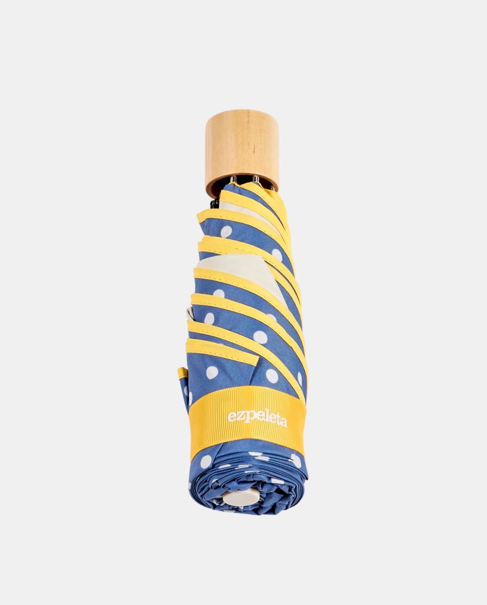 Guarda-Chuva Dobrável UPF50+ com Estampado às Bolinhas Azul-marinho-2