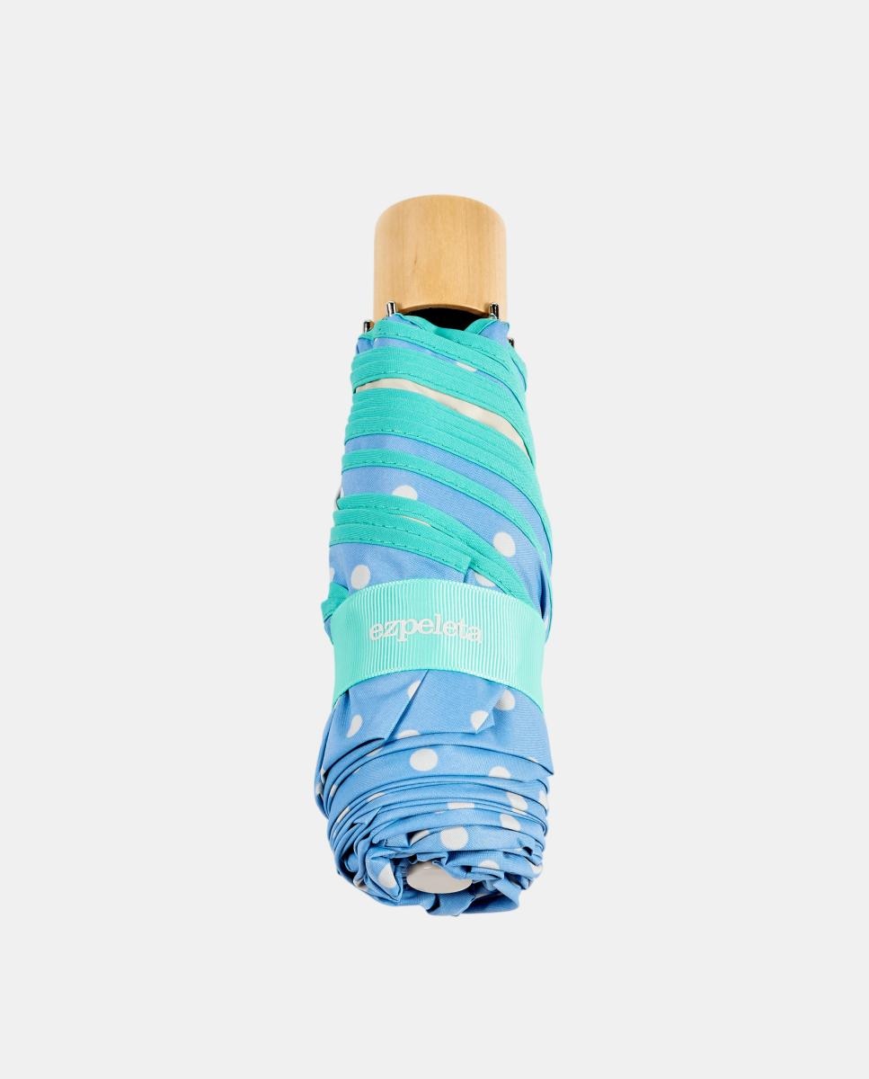 Guarda-Chuva Dobrável UPF50+ com Estampado às Bolinhas Azul-claro-2