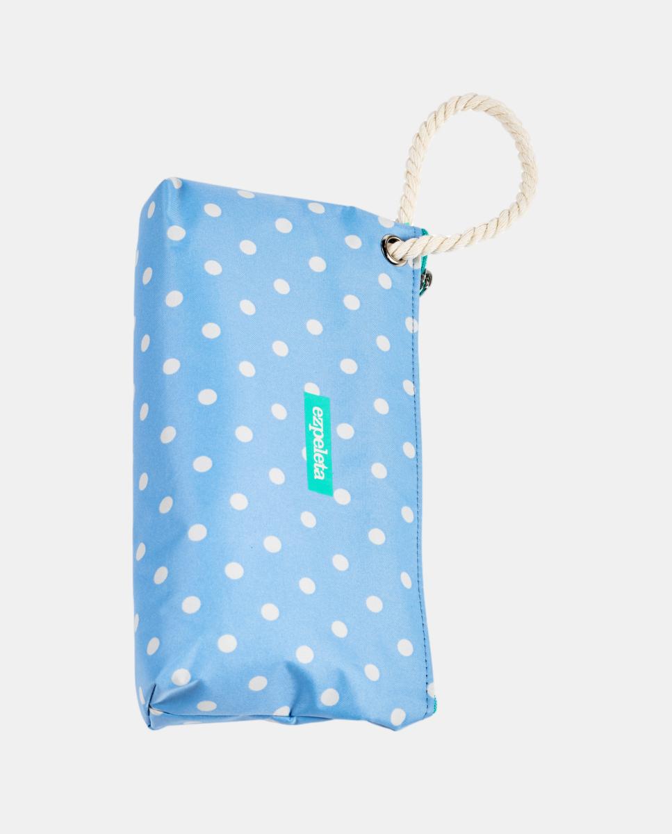 Guarda-Chuva Dobrável UPF50+ com Estampado às Bolinhas Azul-claro-3