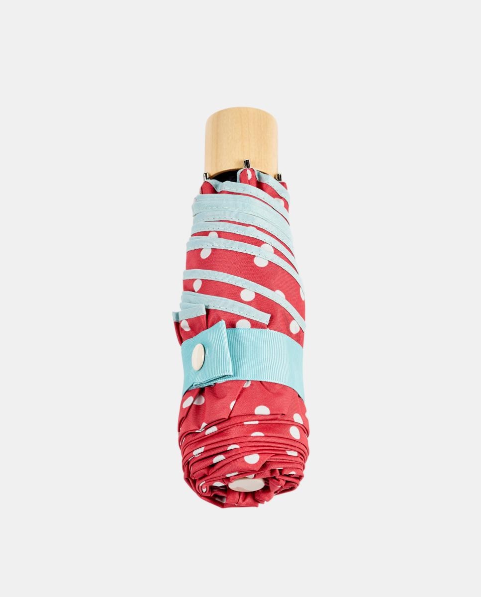 Guarda-Chuva Dobrável UPF50+ com Estampado às Bolinhas Coral-2