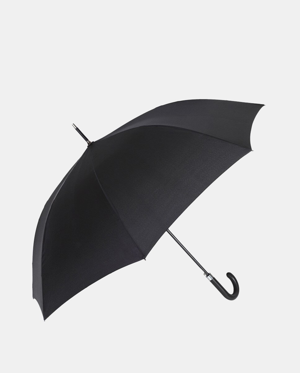 Guarda-chuva comprido preto liso com abertura automática Preto-1
