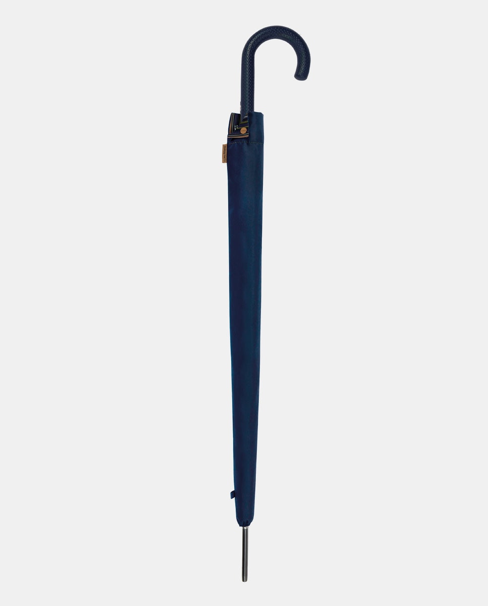 Imagem 0 de Guarda-chuva comprido automático azul com estampado aos quadrados