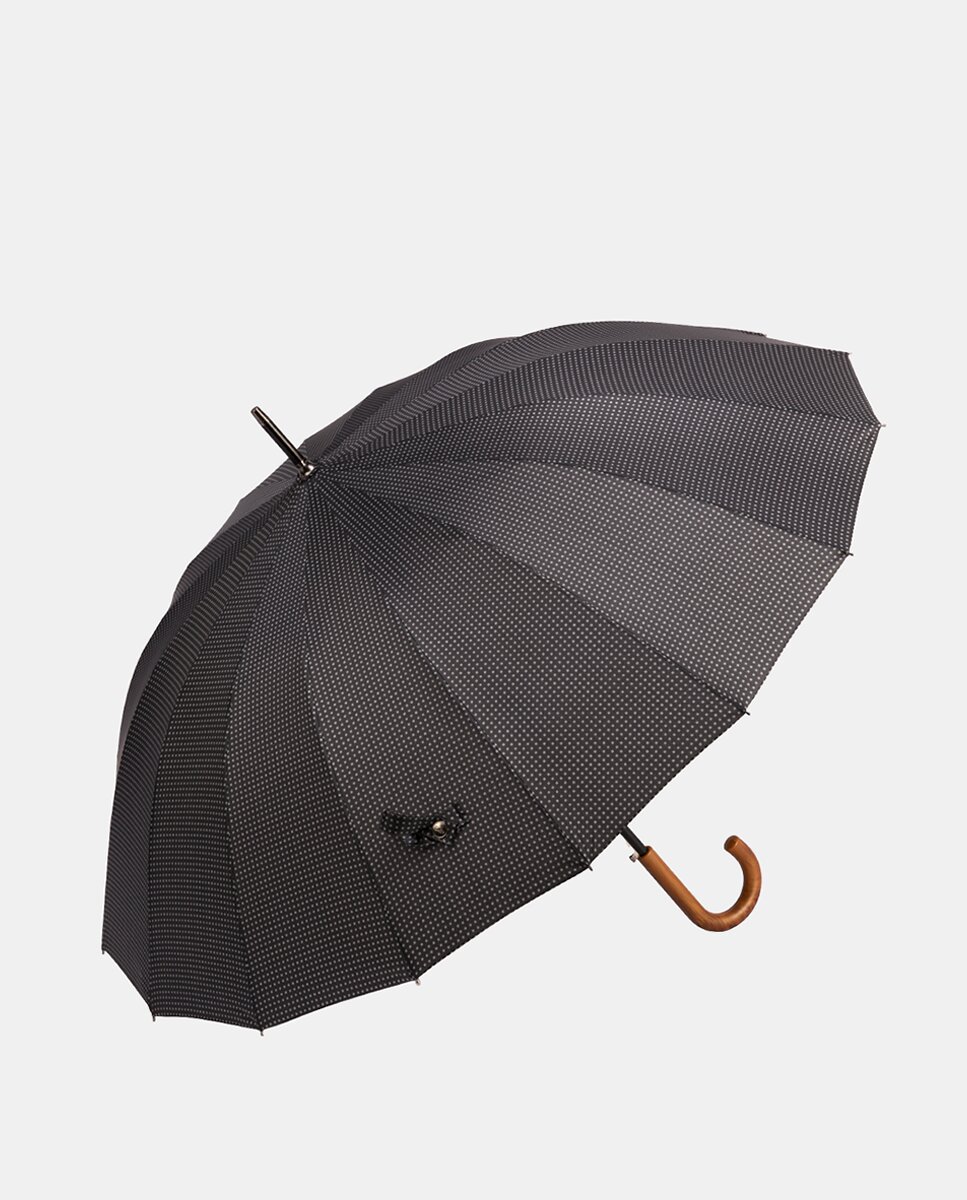 Guarda-Chuva Comprido Automático com Cabo Curvado. Estampado Cinzento-1