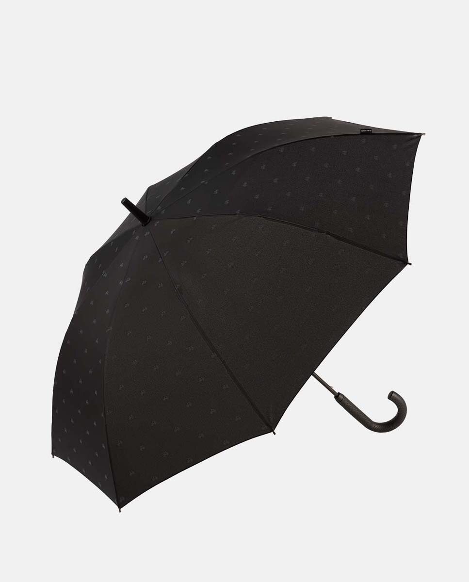 Guarda-Chuva Comprido Automático "Travel" com Tecnologia Windproof e Tecido em Poliéster Reciclado e Reciclável. Estampado de Bicicletas. Preto-1