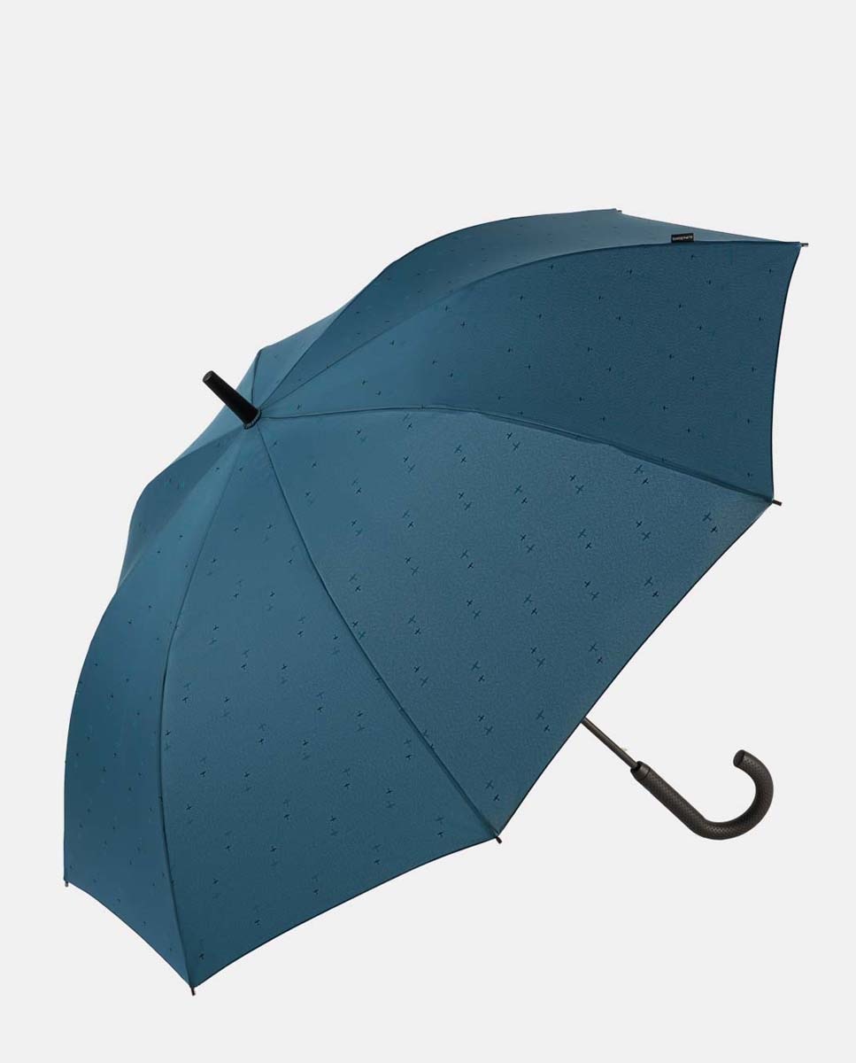 Guarda-Chuva Comprido Automático "Travel" com Tecnologia Windproof e Tecido em Poliéster Reciclado e Reciclável. Estampado de Aviões. Azul-1