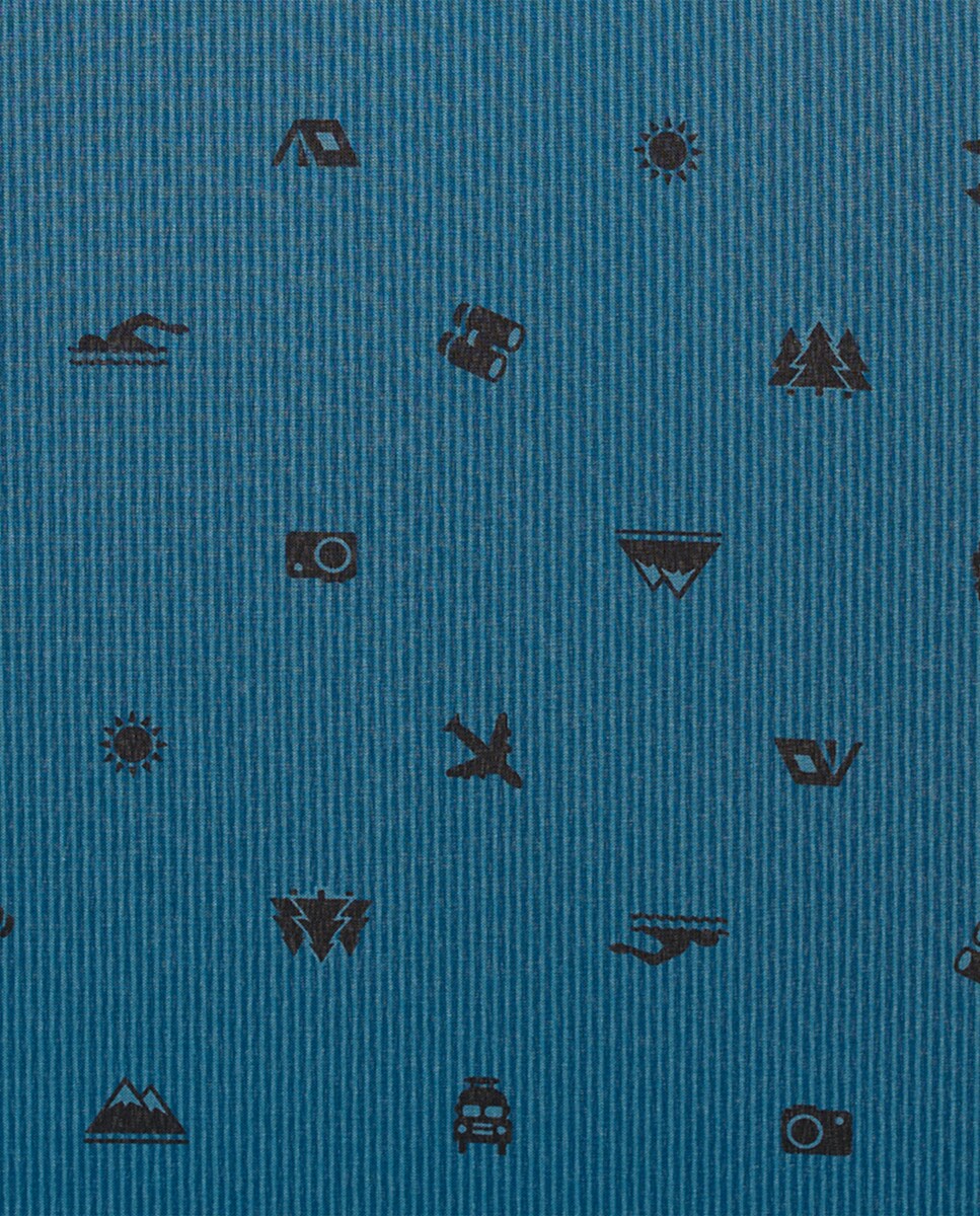 Guarda-Chuva Comprido Automático "Adventure" com Tecnologia Windproof e Tecido em Poliéster Reciclado e Reciclável. Estampado com Motivos Aventureiros. Azul-3