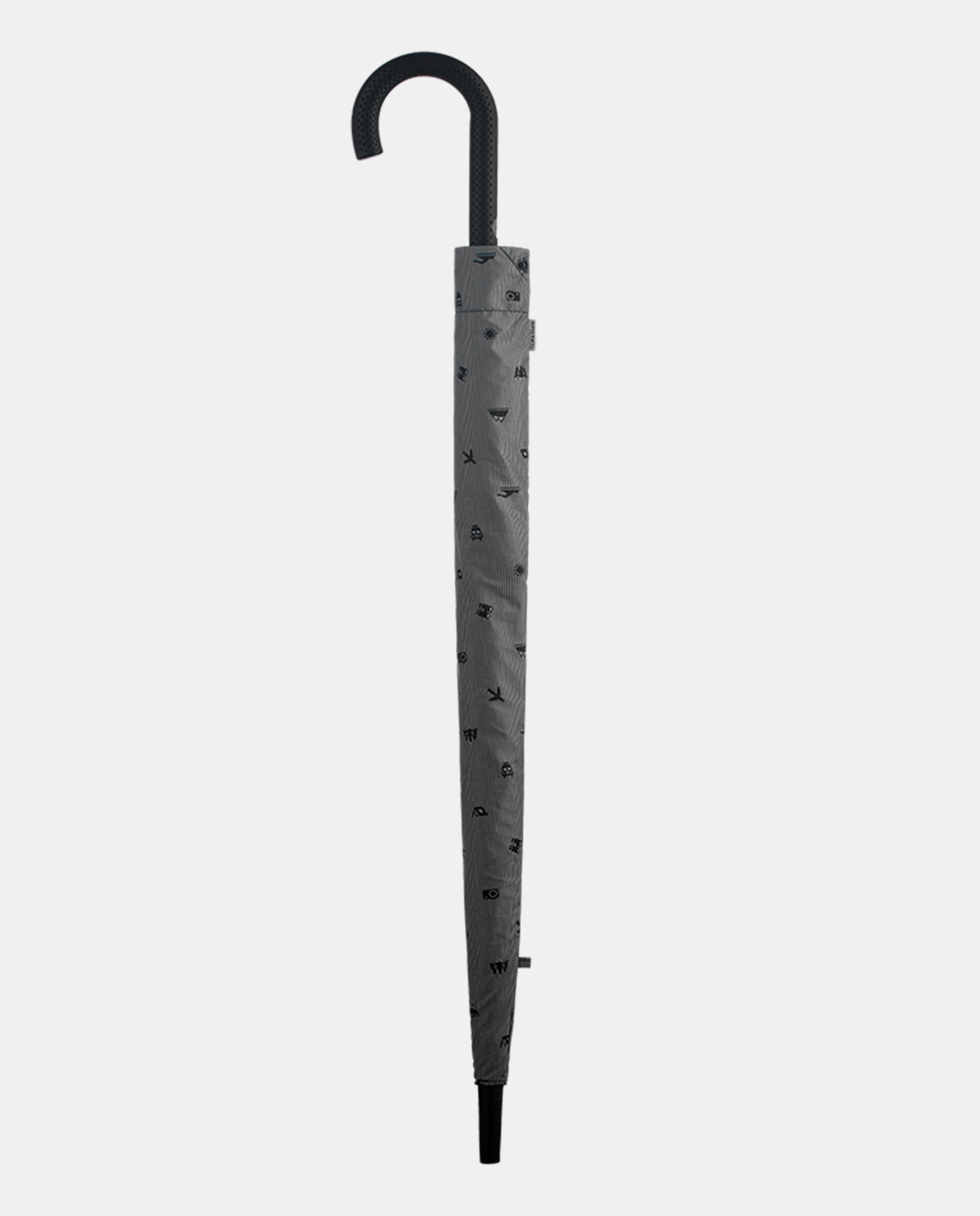 Guarda-Chuva Comprido Automático "Adventure" com Tecnologia Windproof e Tecido em Poliéster Reciclado e Reciclável. Estampado com Motivos Aventureiros Cinzento-2
