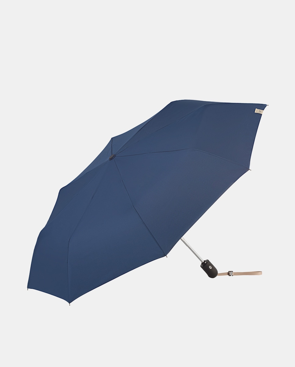 Guarda-Chuva Dobrável Manual "Color Block" com Sistema Windproof. Fabricado em Poliéster Reciclado e Reciclável. Azul-1