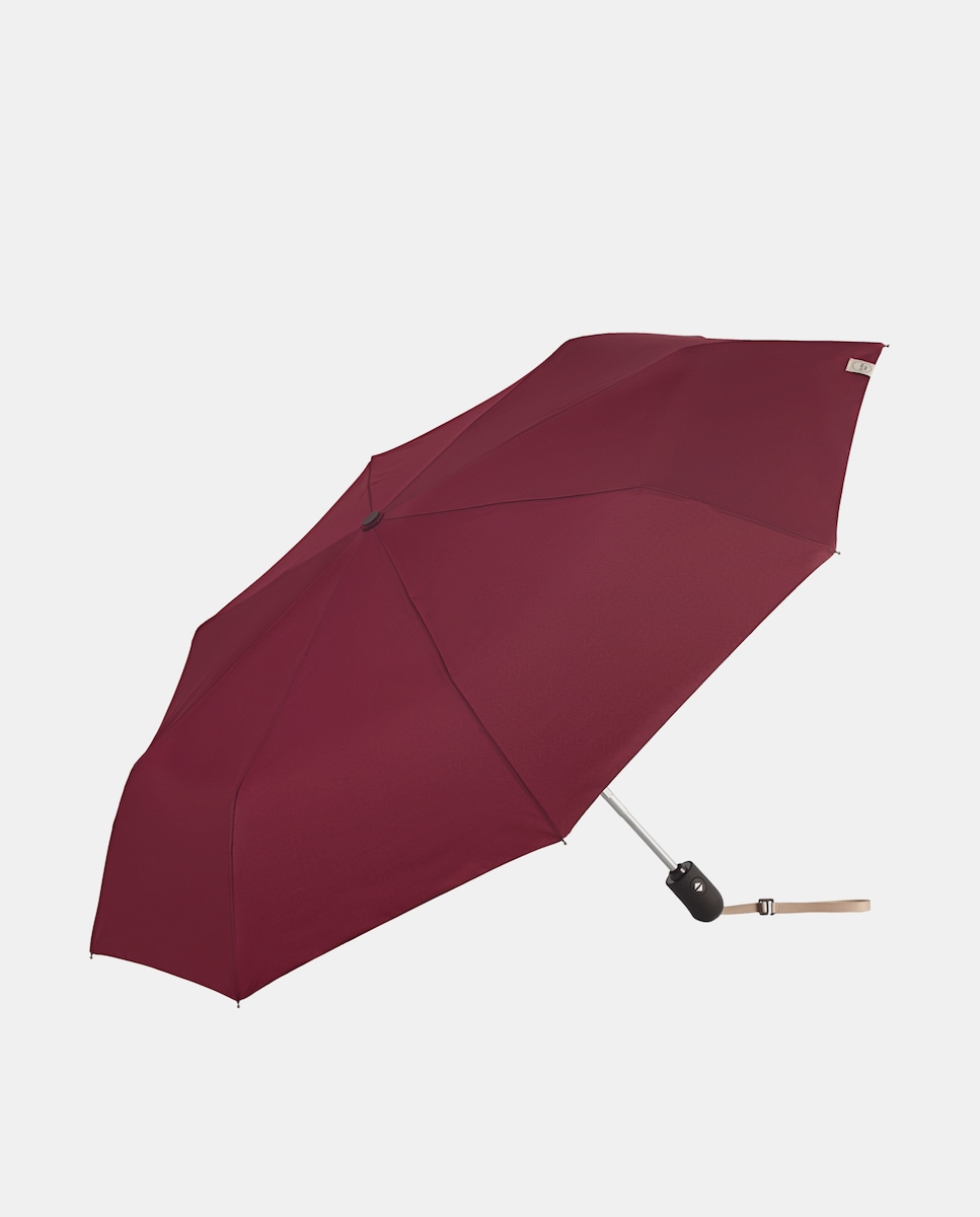 Guarda-Chuva Dobrável Manual "Color Block" com Sistema Windproof. Fabricado em Poliéster Reciclado e Reciclável. Grená-1