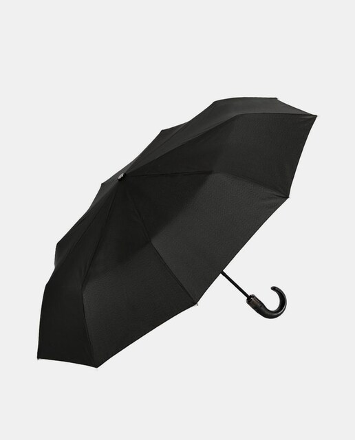 Imagem 0 de Guarda-Chuva Mini Abertura-Fecho com Cabo Curvo. Preto.