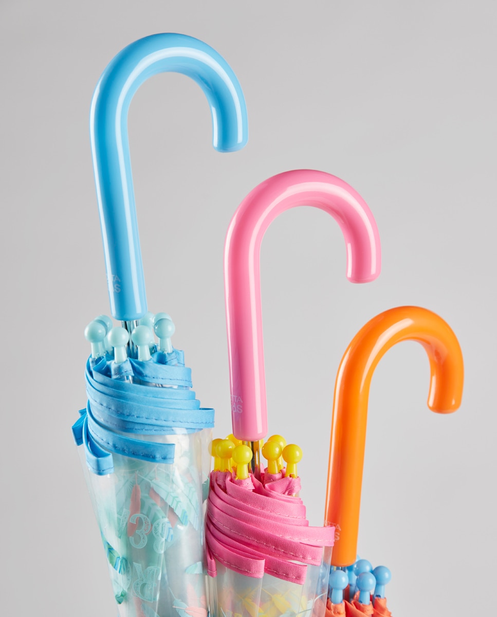 Guarda-Chuva Infantil Automático com Estampado de Penas - Transparente/Azul Ezpeleta Transparente-3