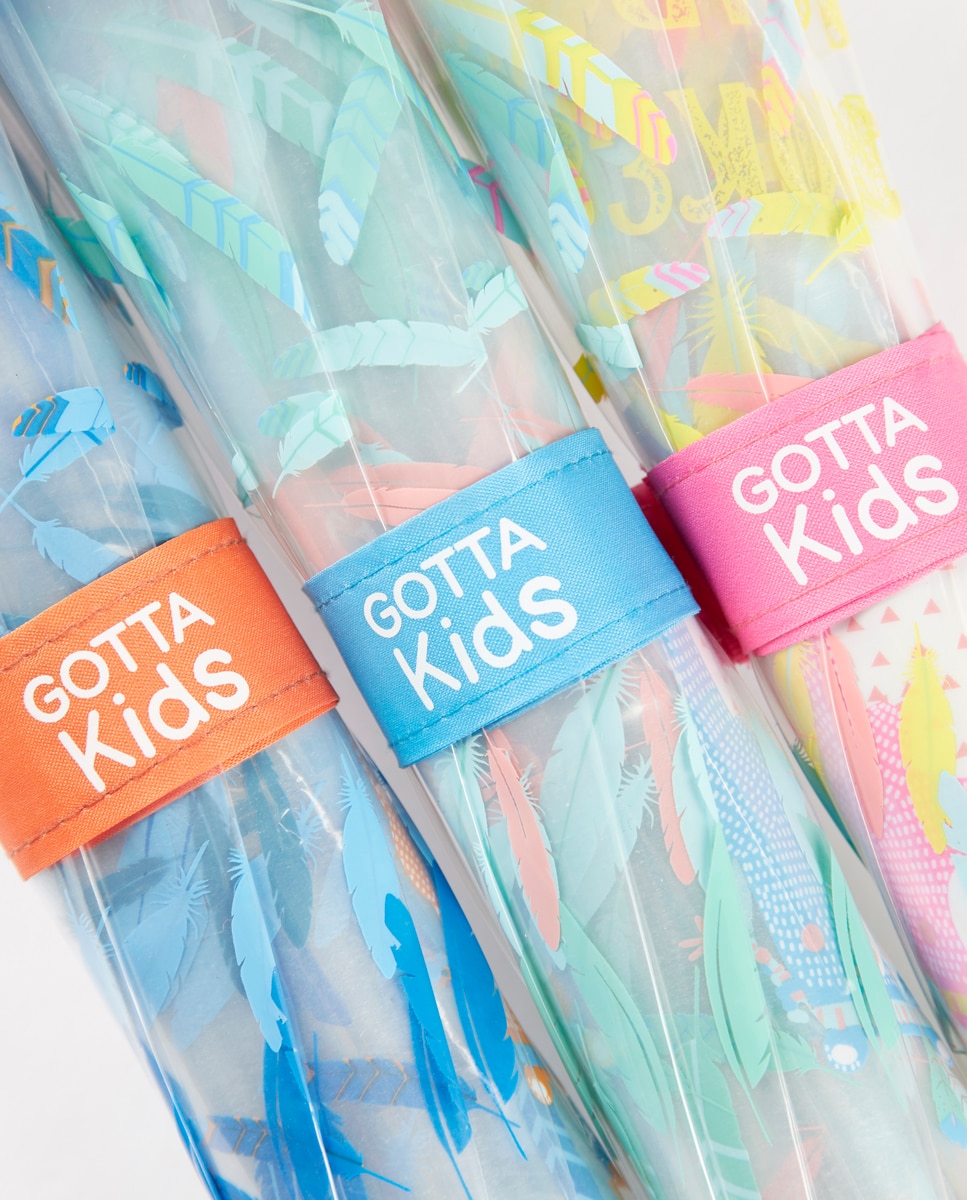 Guarda-Chuva Infantil Automático com Estampado de Penas - Transparente/Azul Ezpeleta Transparente-4