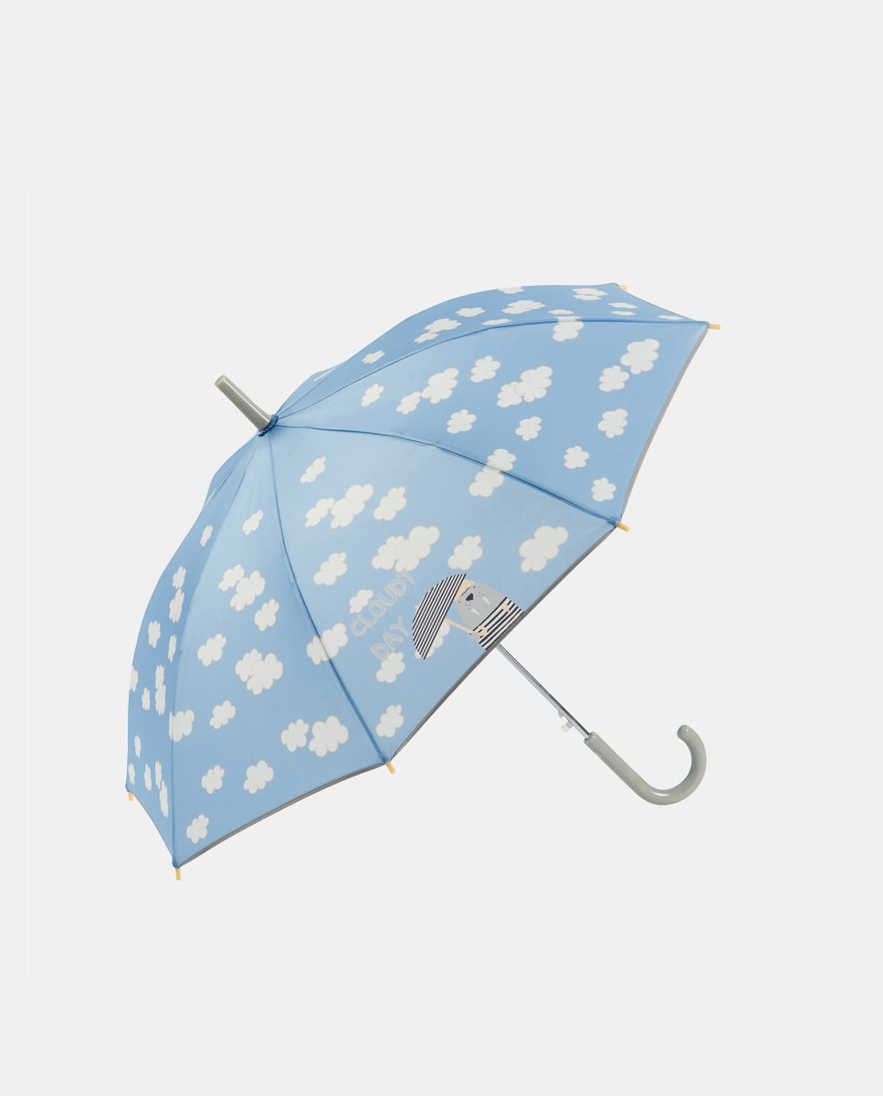 Guarda-Chuva Infantil Automático com Nuvens - Azul/Branco Azul-1