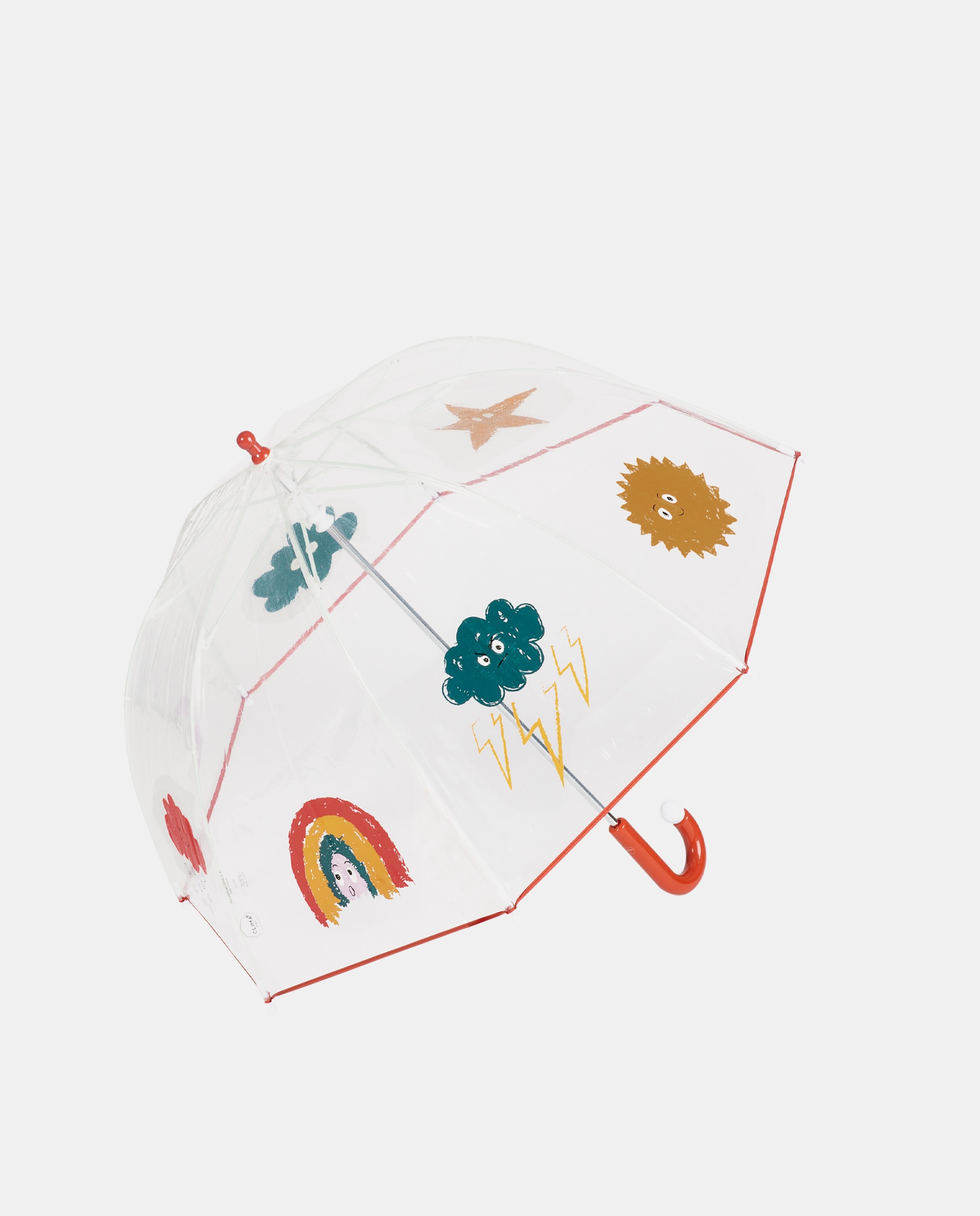 Imagem 0 de Guarda-Chuva Infantil Comprido - Transparente/Vermelho