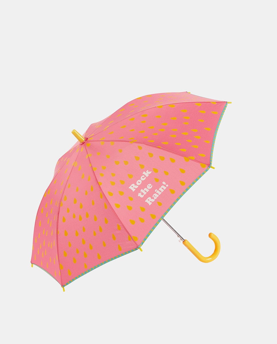 Guarda-Chuva Automático de Criança. Punho Curvo Vermelho-1