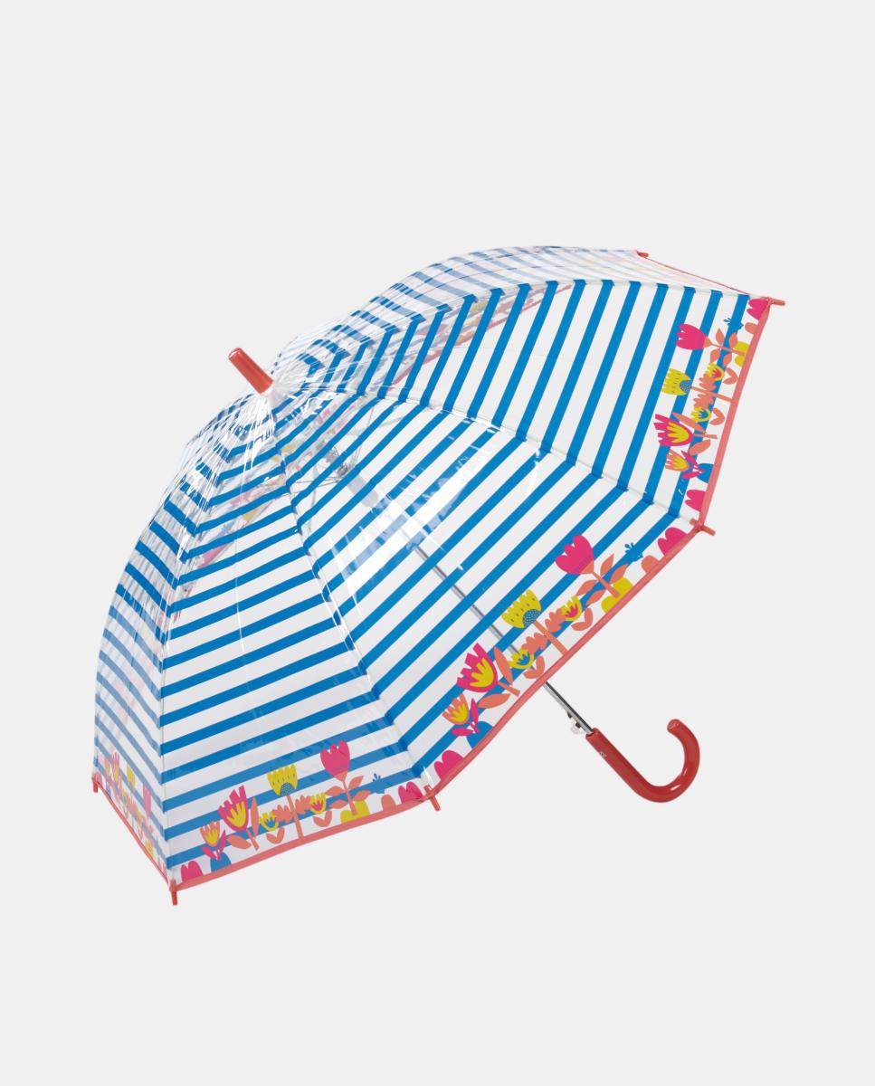 Imagem 0 de Guarda-Chuva Infantil Automático de Metal. Às Riscas e com Estampado Floral