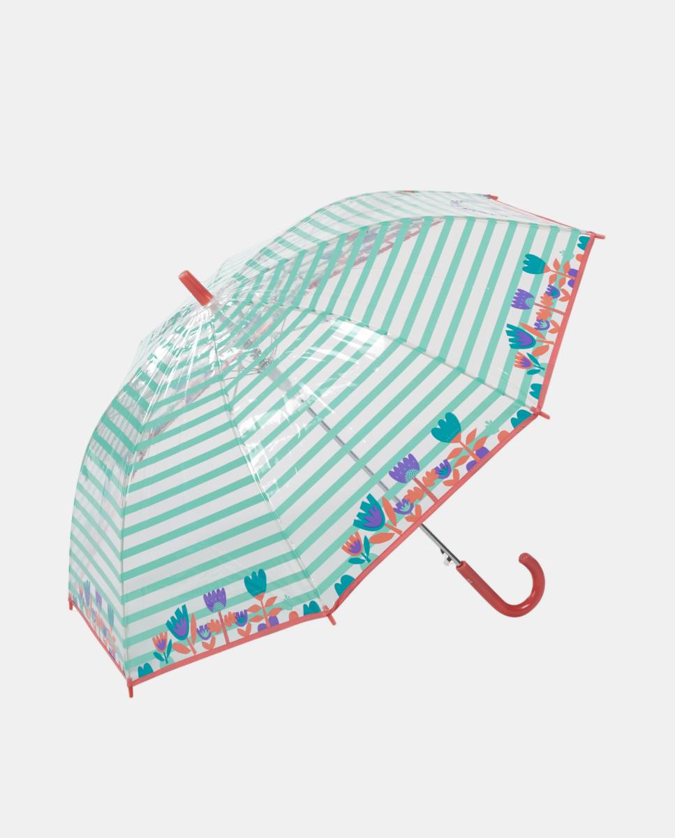 Imagem 0 de Guarda-Chuva Infantil Automático de Metal. Às Riscas e com Estampado Floral