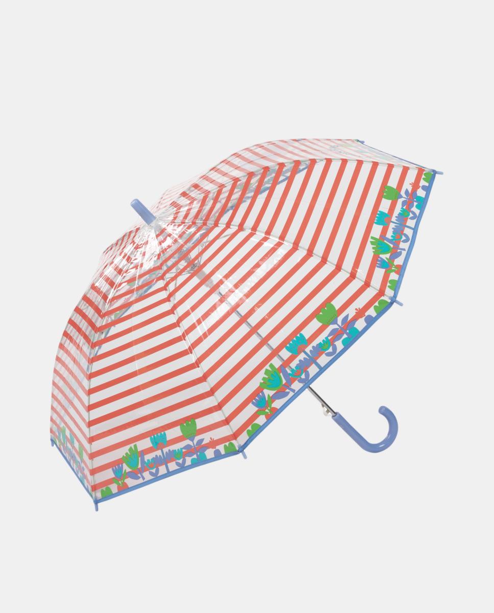 Imagem 0 de Guarda-Chuva Infantil Automático de Metal. Às Riscas e com Estampado Floral