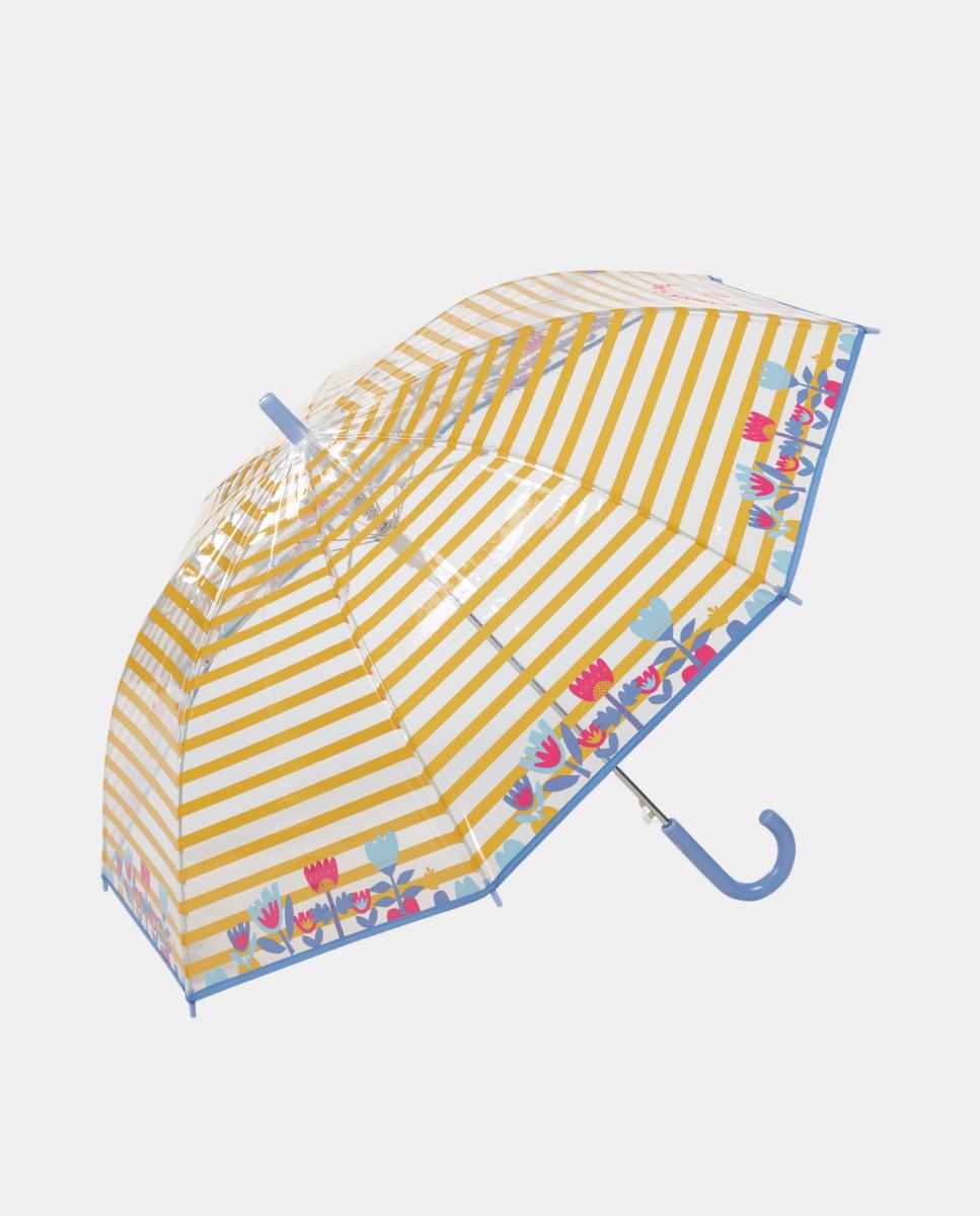 Imagem 0 de Guarda-Chuva Infantil Automático de Metal. Às Riscas e com Estampado Floral