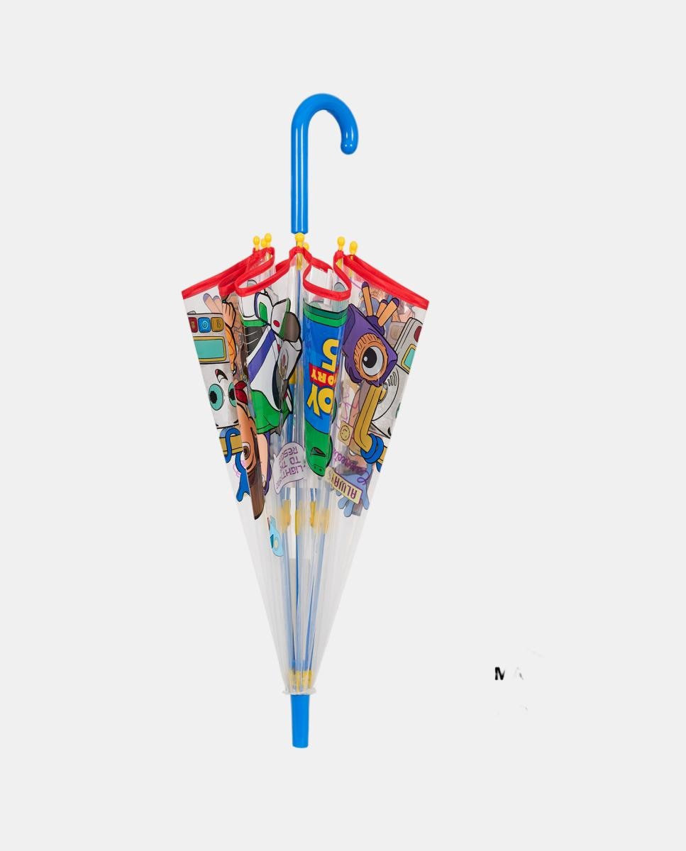 Guarda-Chuva Infantil 45/8 Manual com Forma de Cúpula POE Transparente Toy Story 5 Antivento com Varetas de Fibra de Vidro. Azul-2