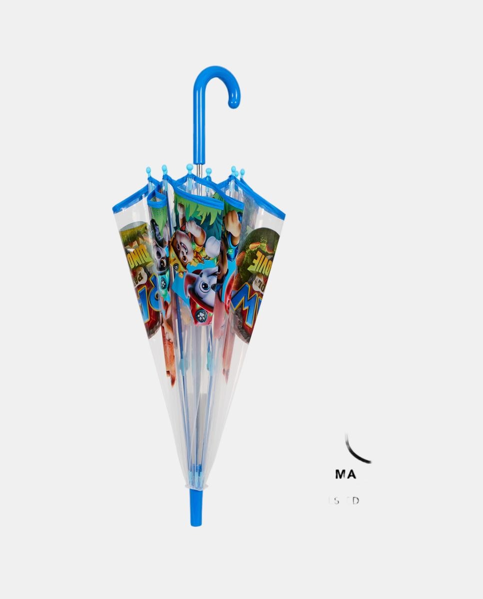 Guarda-Chuva 45/8 Manual com Forma de Cúpula POE Transparente Patrulha Pata-Dino Antivento com Varetas de Fibra de Vidro. Azul-2