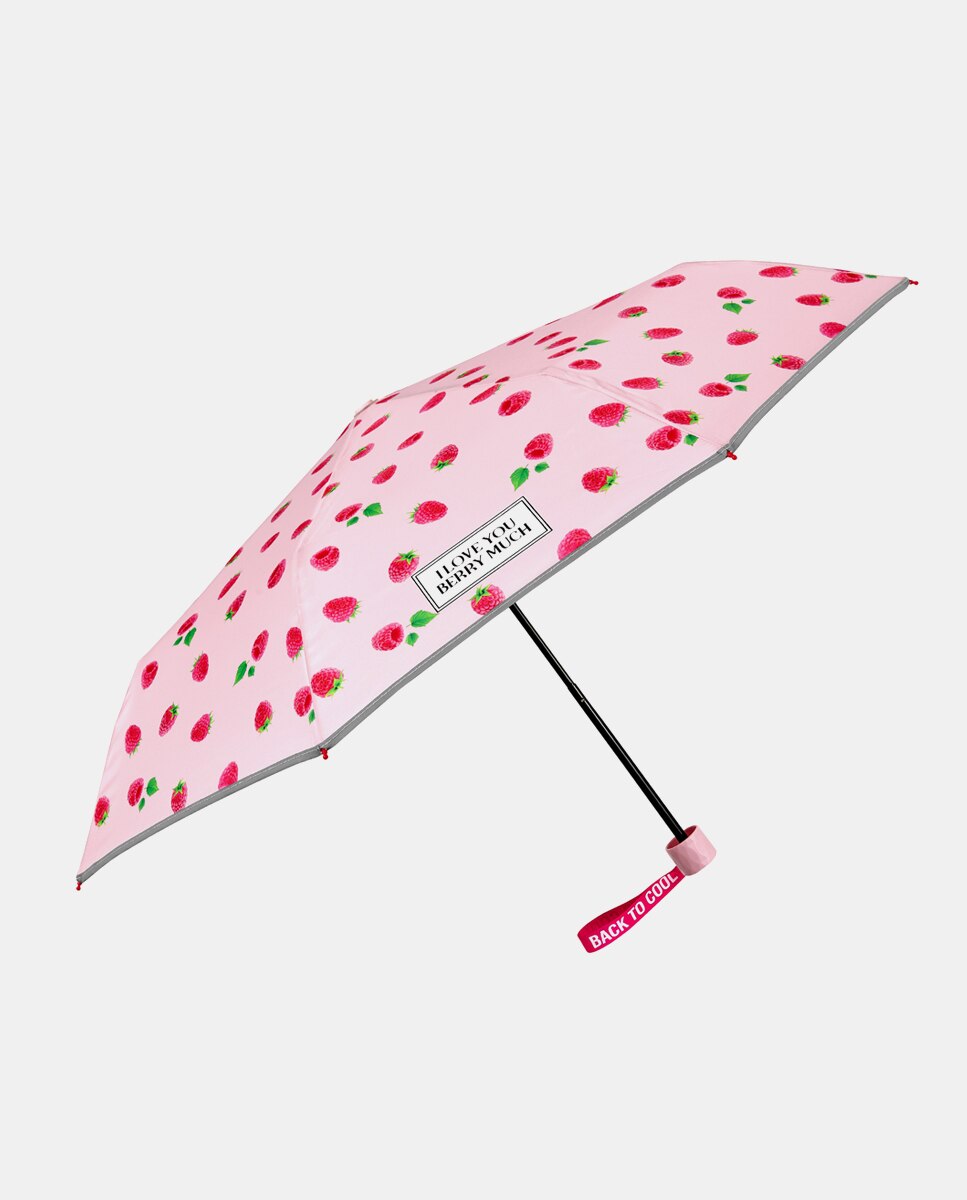 Guarda-Chuva Infantil Dobrável com Morangos - Rosa Rosa-1