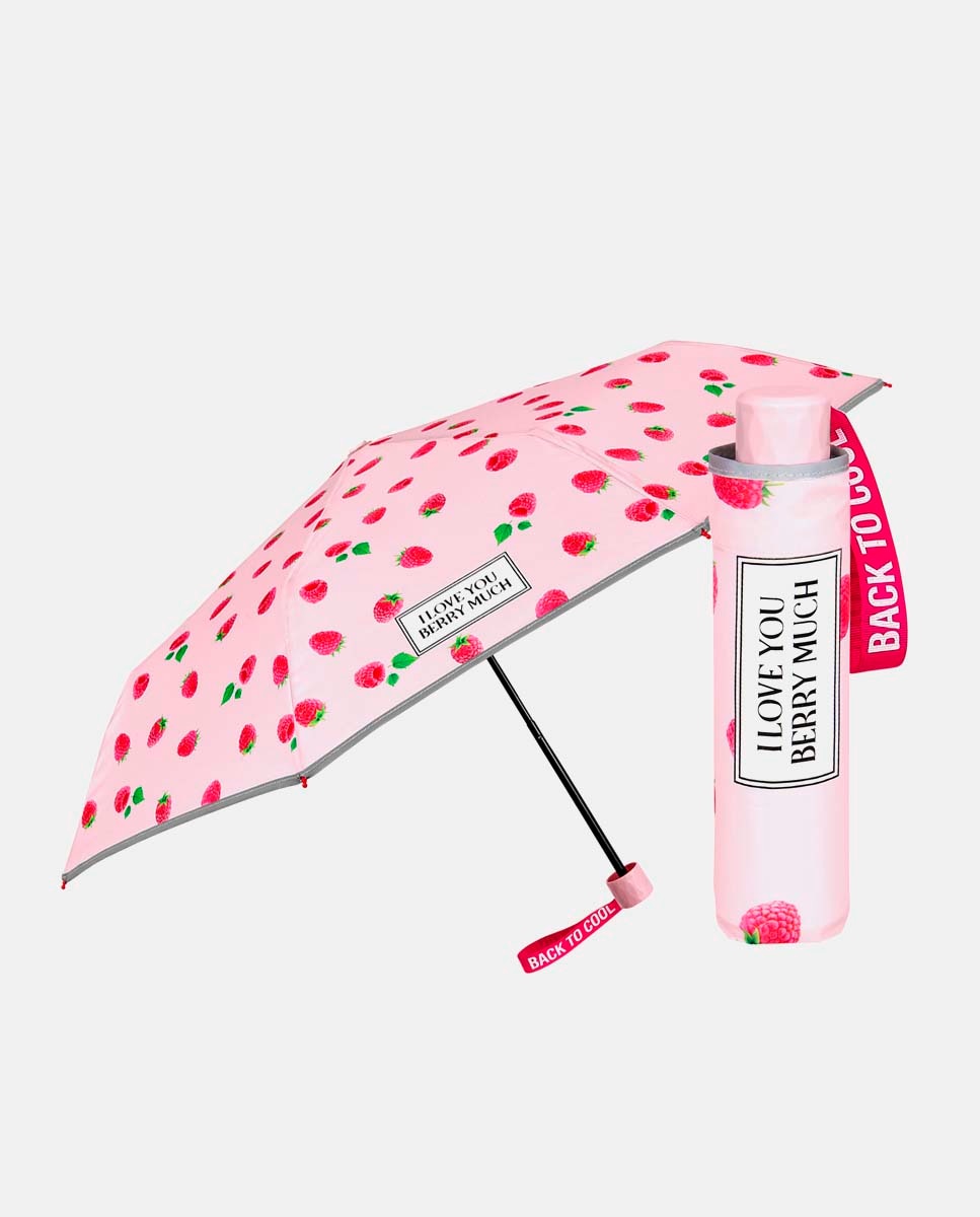 Guarda-Chuva Infantil Dobrável com Morangos - Rosa Rosa-3