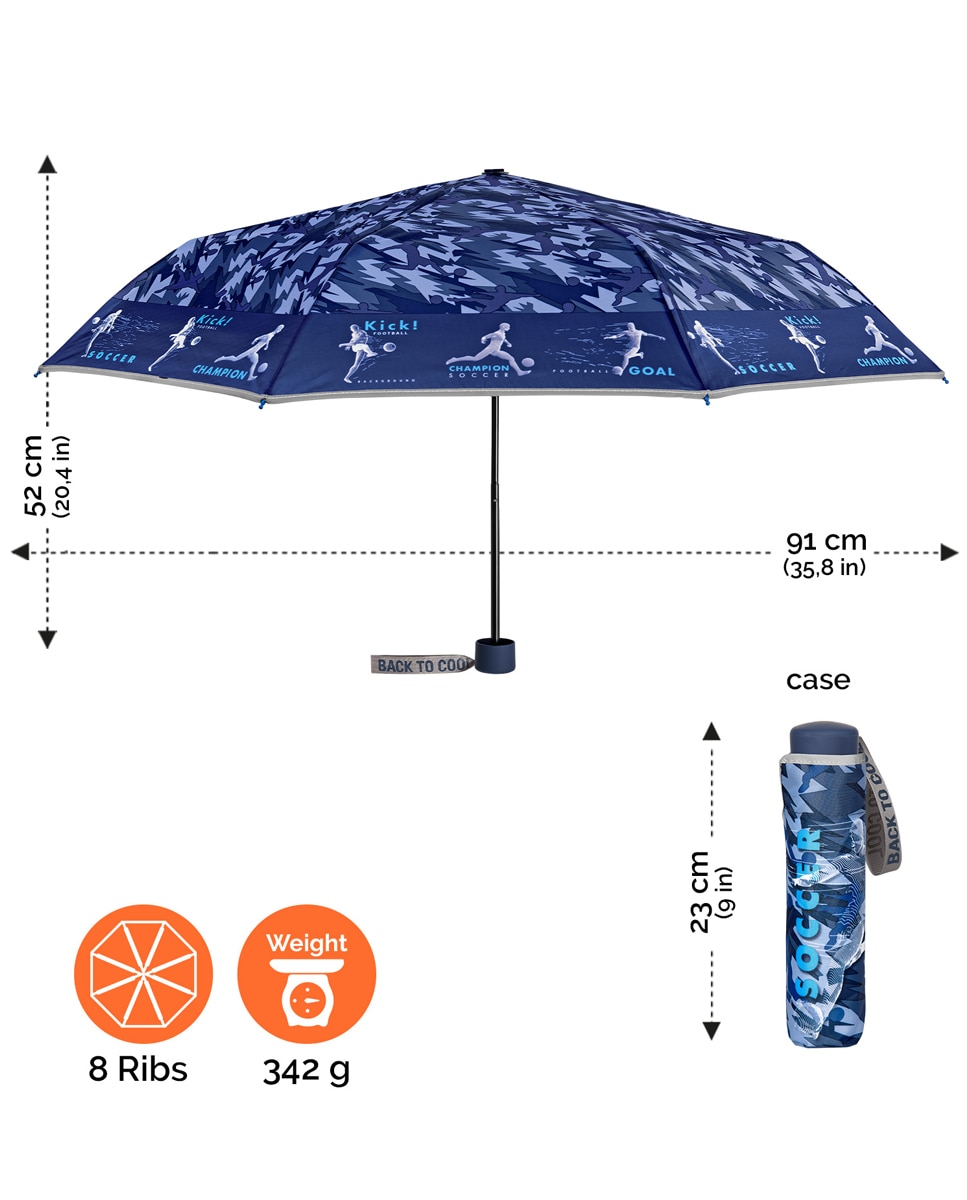 Guarda-Chuva Infantil Dobrável com Estampado de Camuflagem - Azul Azul-5