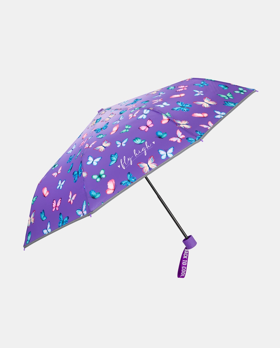Guarda-Chuva Infantil Dobrável Manual com Borboletas - Lilás Perletti Lilás-1