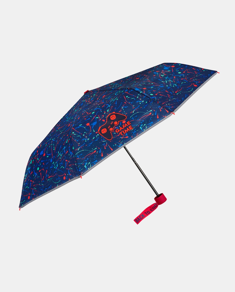 Guarda-Chuva Infantil Dobrável Manual Estampado - Azul Perletti Azul-1