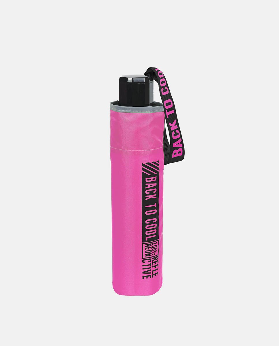 Guarda-Chuva Infantil Dobrável Manual Antivento em Microfibra com Varetas de Fibra de Vidro Fúcsia-2