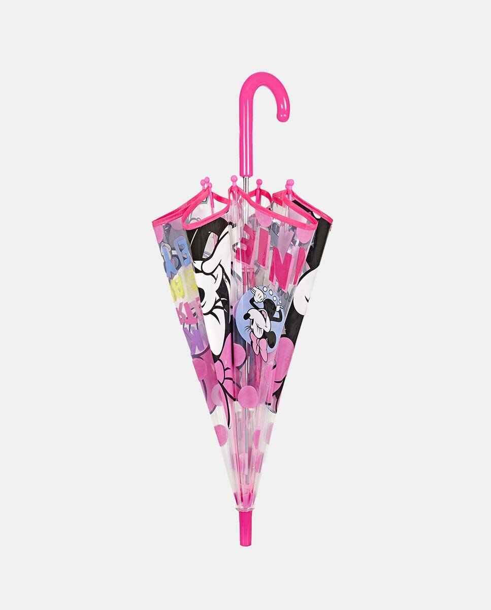 Guarda-Chuva Infantil Manual em Forma de Cúpula POE Transparente Antivento com Varetas de Fibra de Vidro Perletti Rosa-2