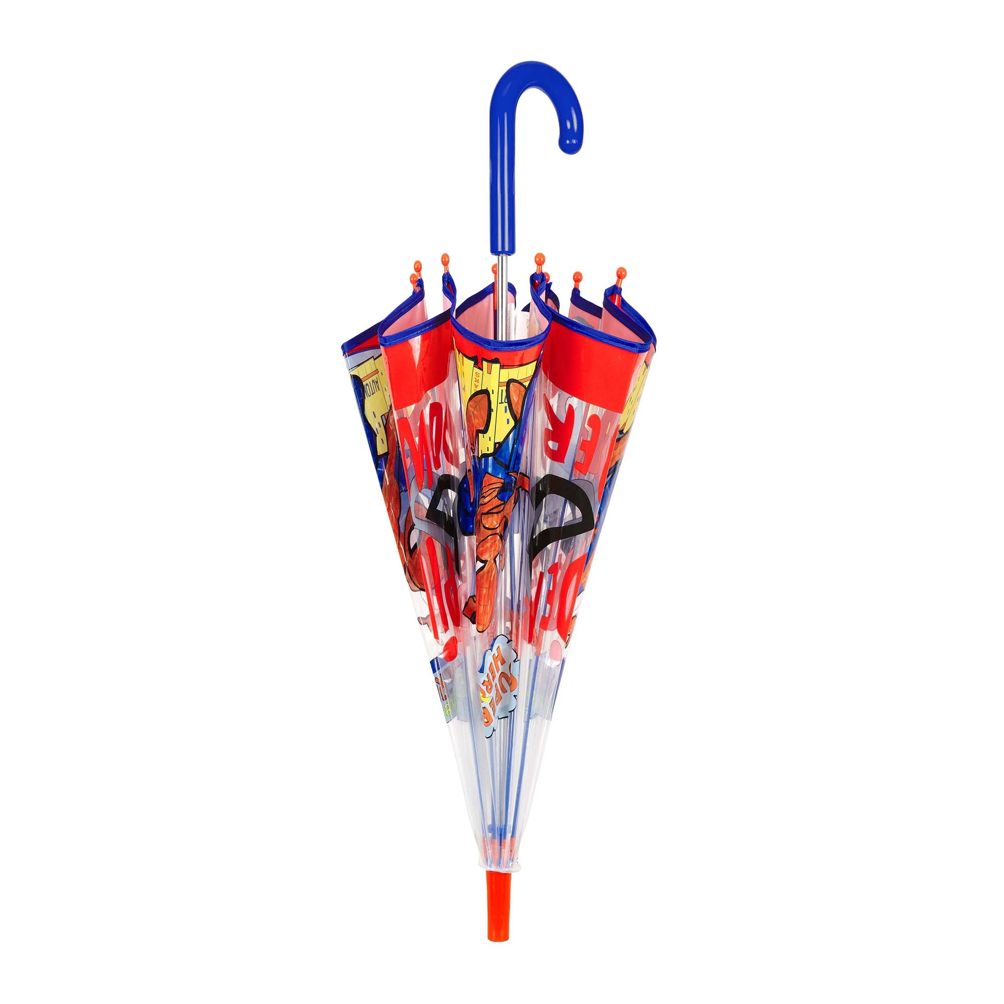 Guarda-Chuva Infantil Manual em Forma de Cúpula POE Transparente Antivento com Varetas de Fibra de Vidro Perletti Vermelho-2