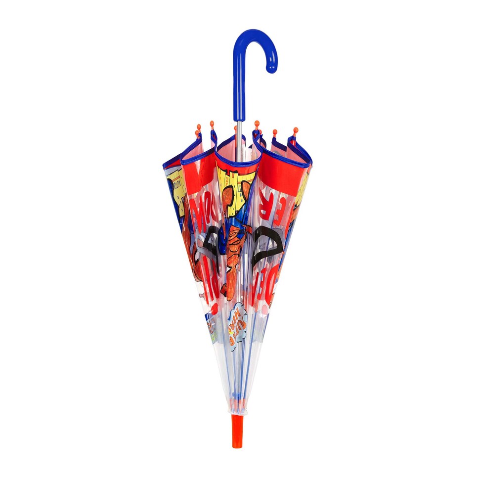 Guarda-Chuva Infantil Manual em Forma de Cúpula POE Transparente Antivento com Varetas de Fibra de Vidro Vermelho-2