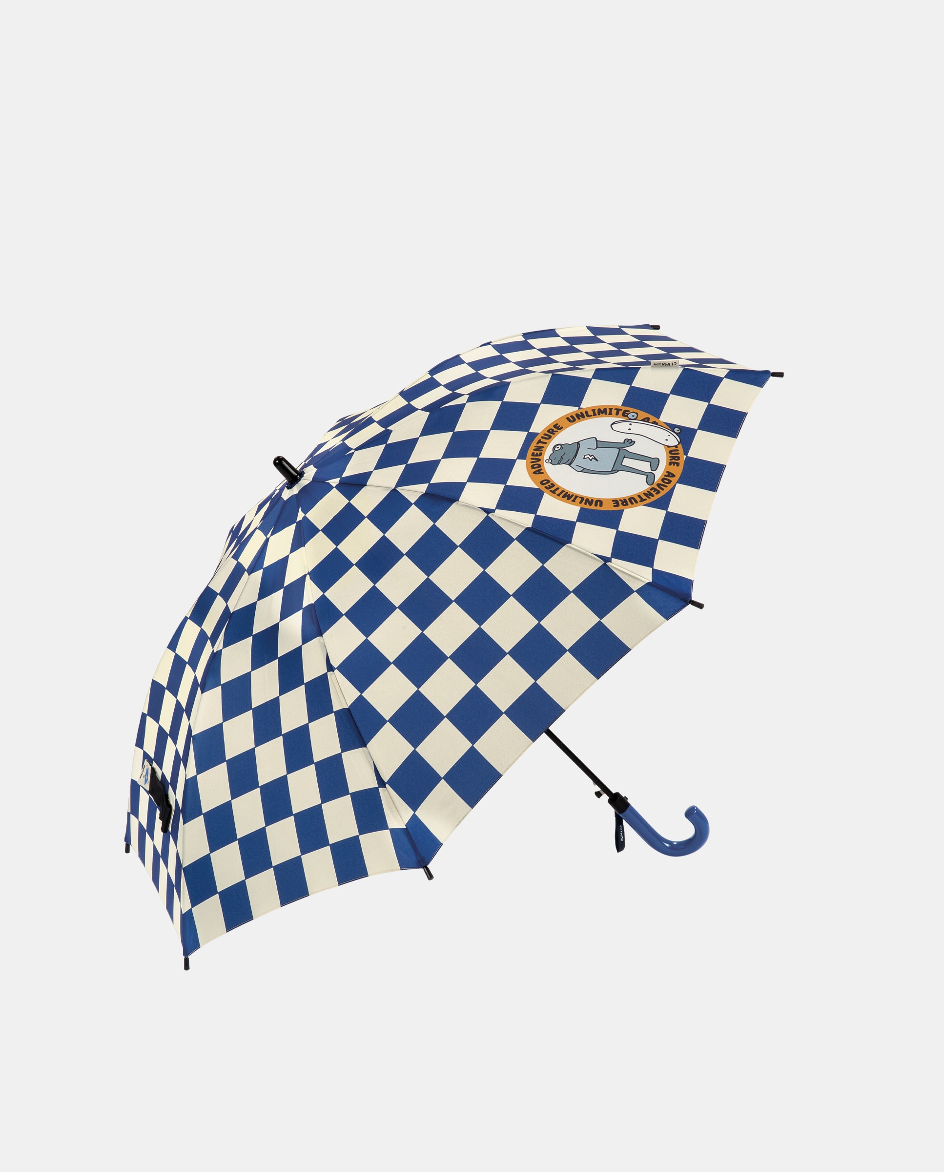 Imagem 0 de Guarda-Chuva Infantil Comprido Automático aos Quadrados e com Cabo Curvo - Azul