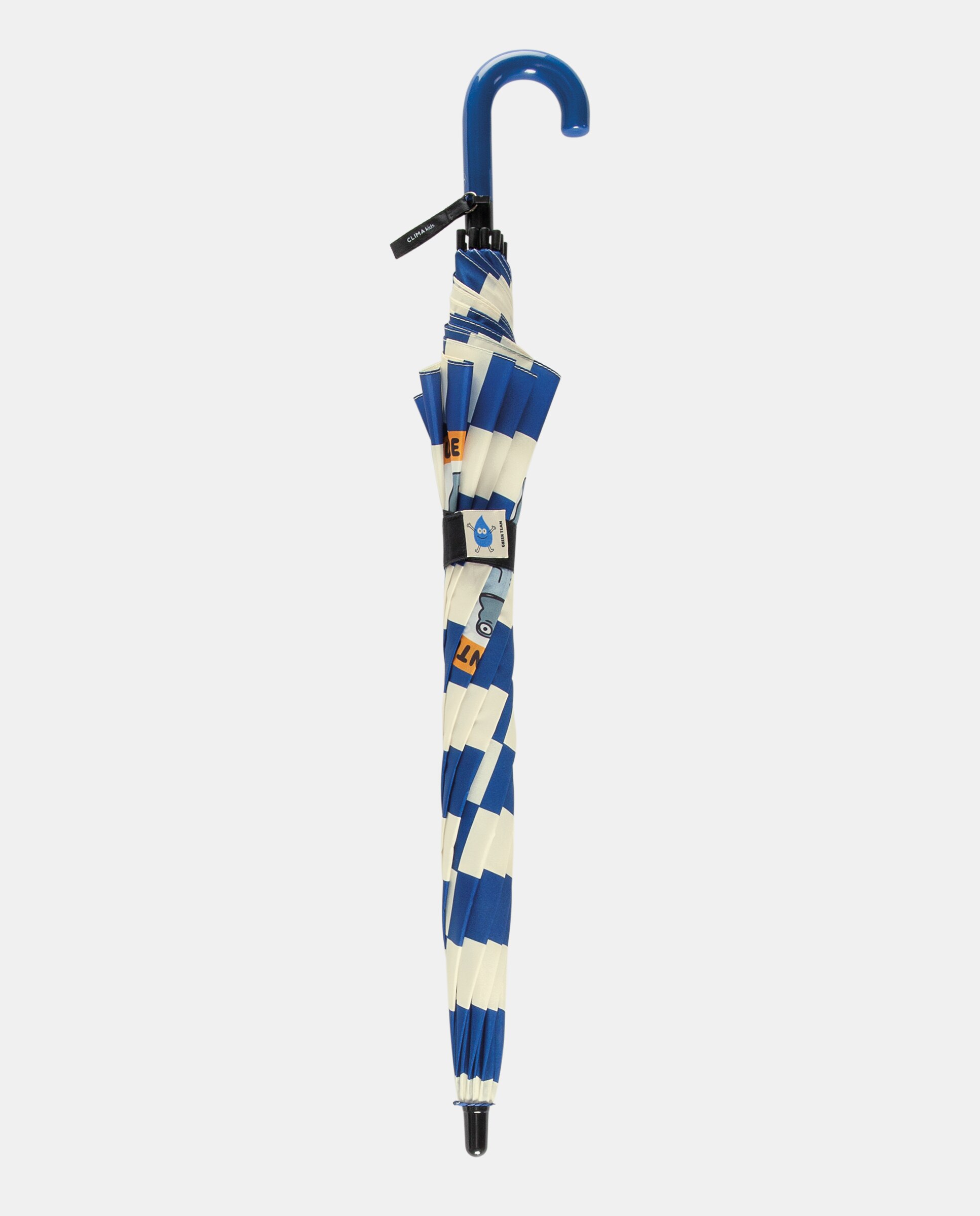 Guarda-Chuva Infantil Comprido Automático aos Quadrados e com Cabo Curvo - Azul Clima Kids Azul-2