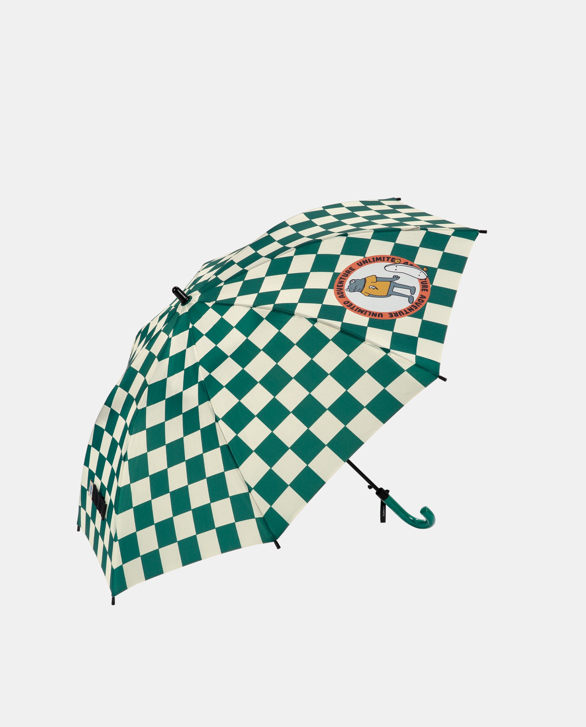 Imagem 0 de Guarda-Chuva Infantil Comprido Automático aos Quadrados e com Cabo Curvo - Verde