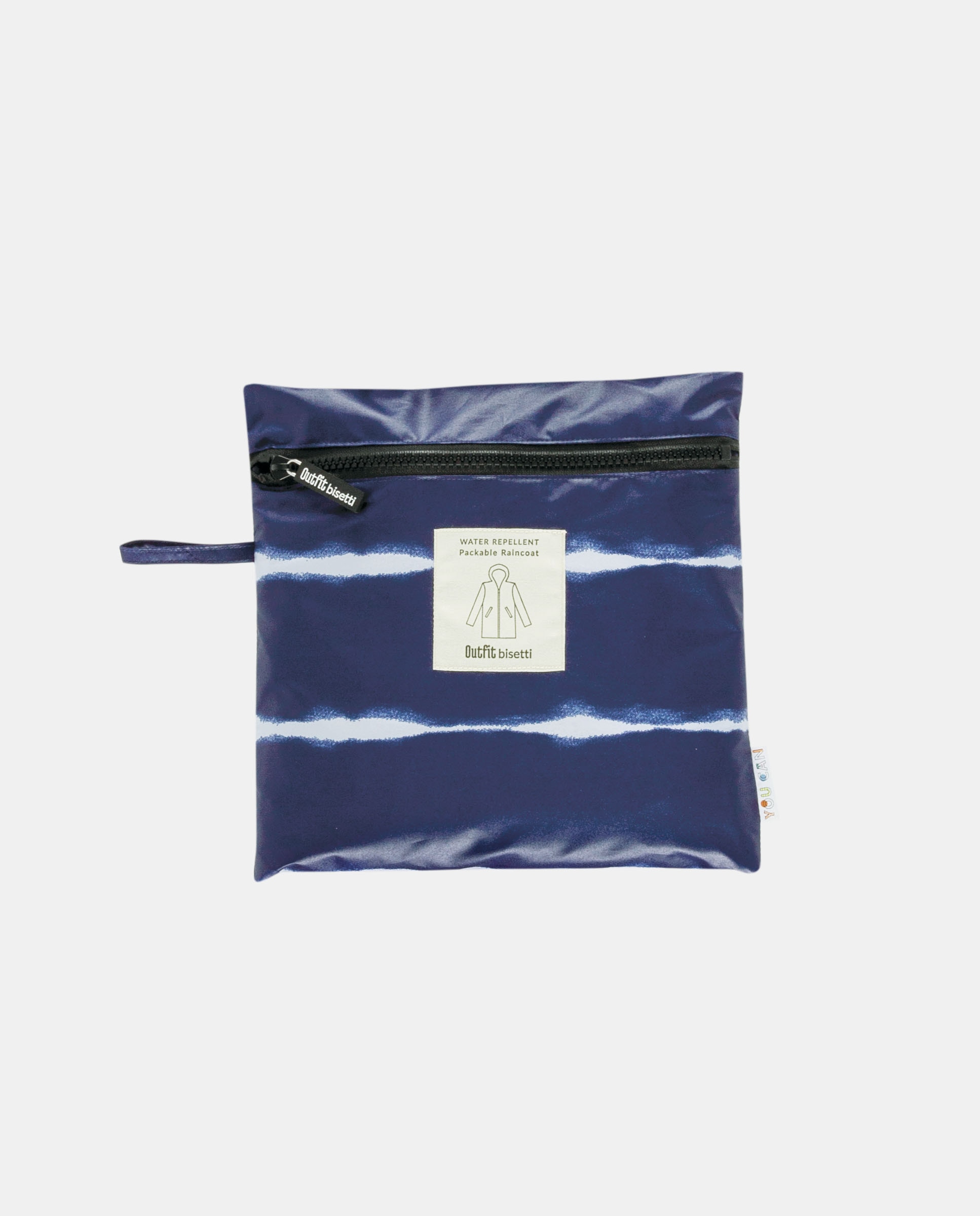 Impermeável com Estampado às Riscas e em Tecido Reciclado - Azul-Marinho Azul-2