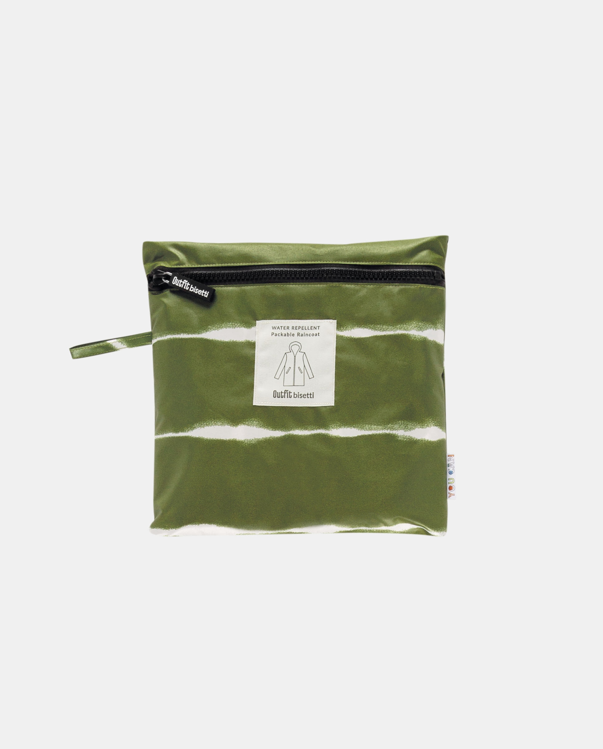 Impermeável com Estampado às Riscas e em Tecido Reciclado - Verde Verde-2