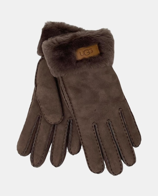 Imagem 0 de Luvas em pele UGG castanhas com pormenor de pêlo