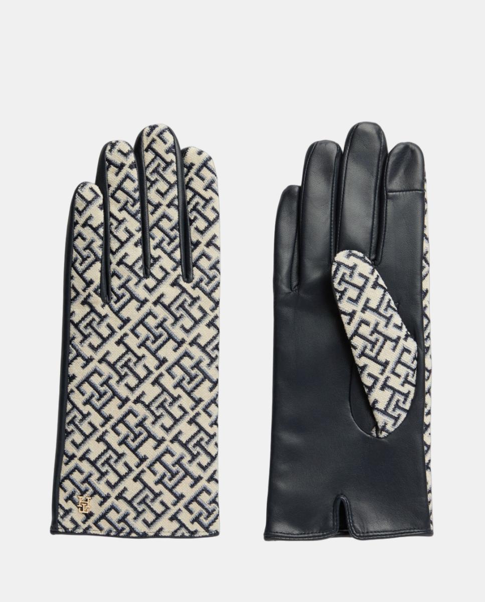 Imagen 0 de Guantes de mujer de piel con estampado monogram Azul marino