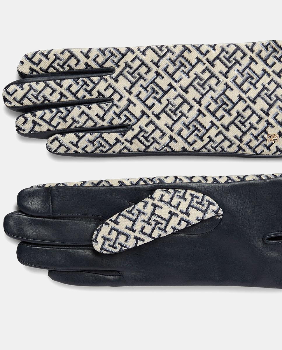 Guantes de mujer de piel con estampado monogram - Tommy Hilfiger - Azul marino Azul marino-2