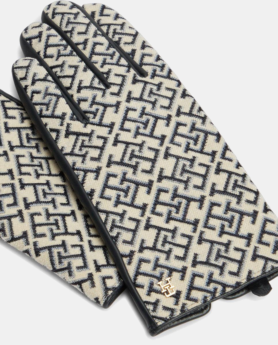 Guantes de mujer de piel con estampado monogram - Tommy Hilfiger - Azul marino Azul marino-3